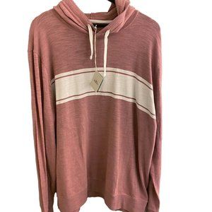 Faherty Surf Stripe Slub Hoodie Summer Red Pink Mens